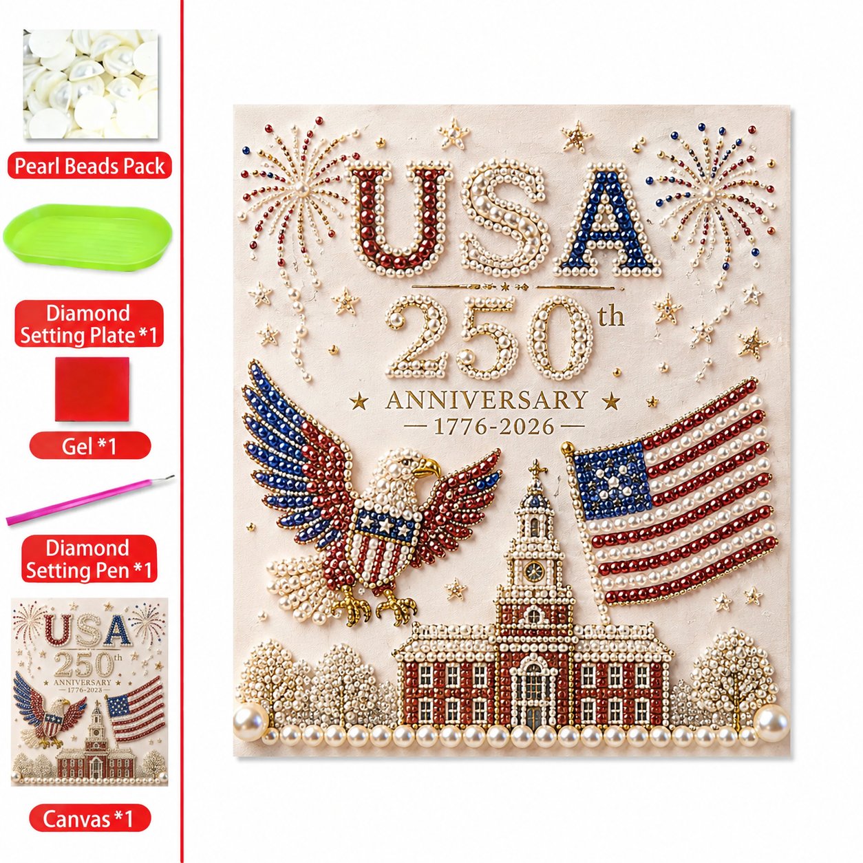 🔥LAST DAY 50% OFF - 🇺🇸 USA 250th Anniversary DIY Pearl Painting Kit ✨❤️‍🔥BUY 4 GET FREE SHIPPING